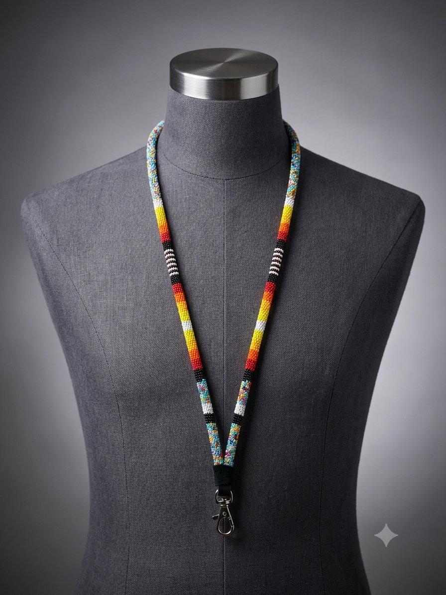 Round Beaded Lanyard(White)
