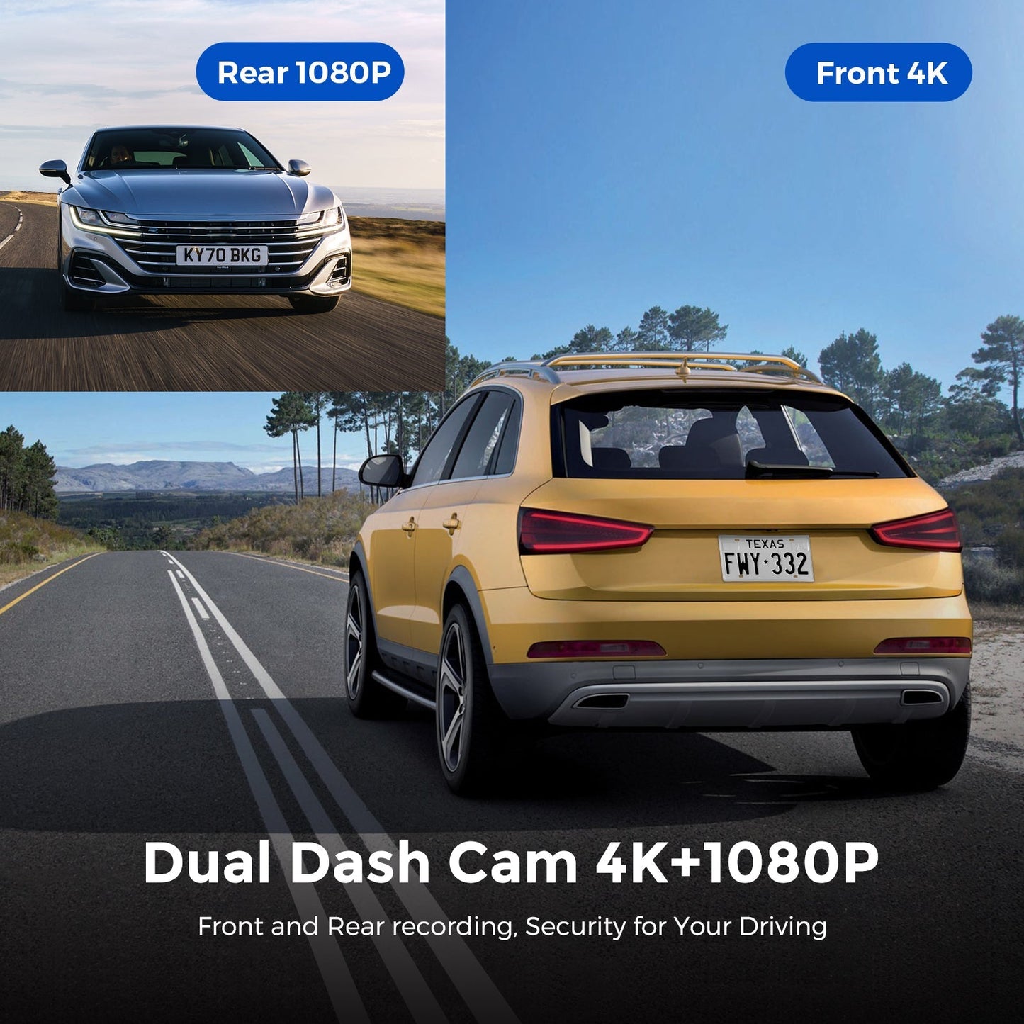 AZDOME M300S 2CH 4K Front Rear Dash Cam