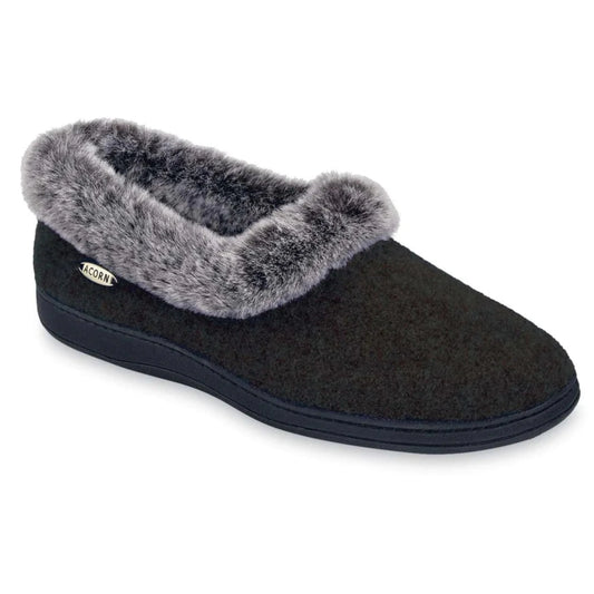 Acorn Women's Faux Fur Chinchilla Collar Slippers