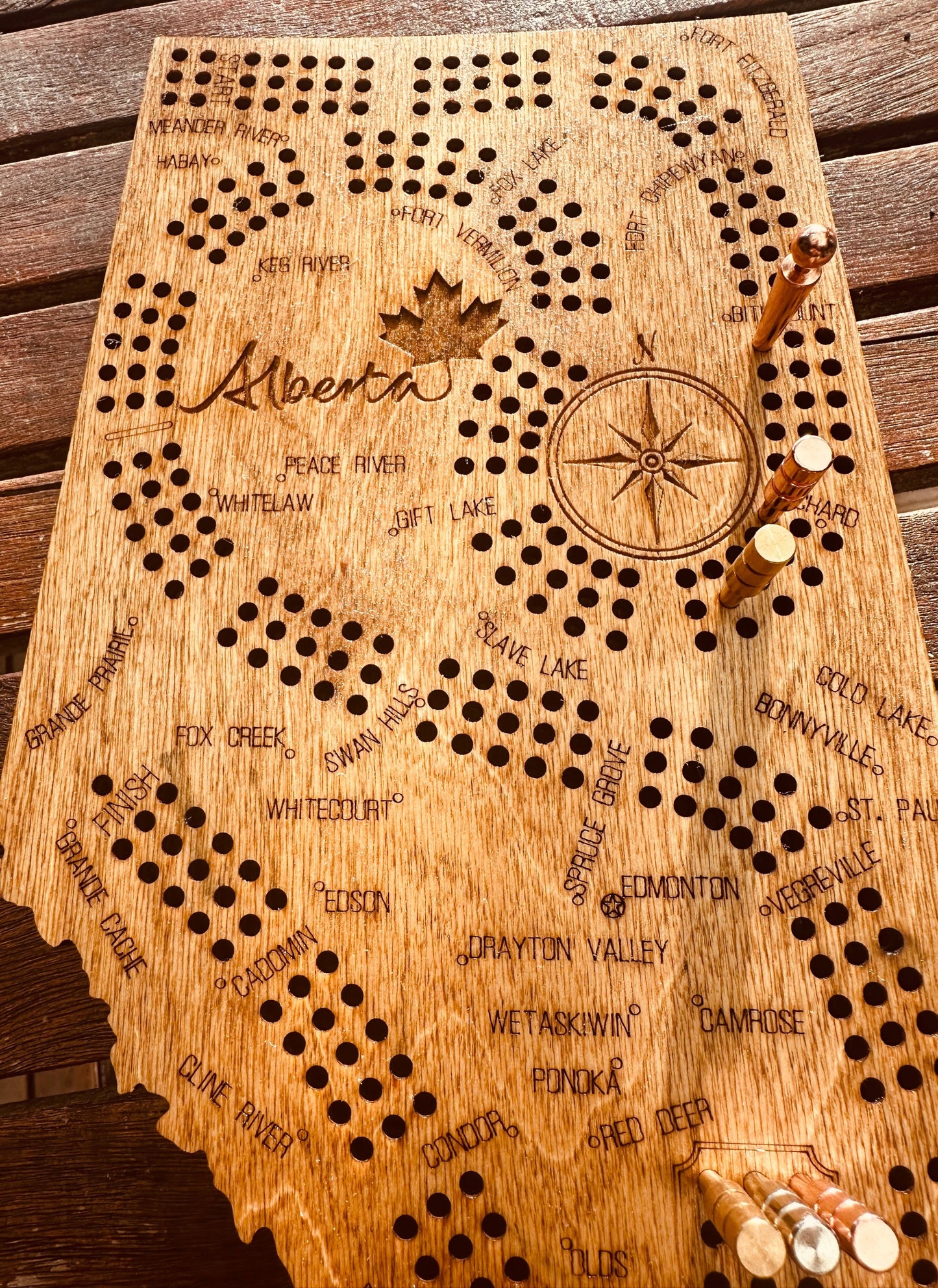 Alberta  Map Shaped Cribbage Board