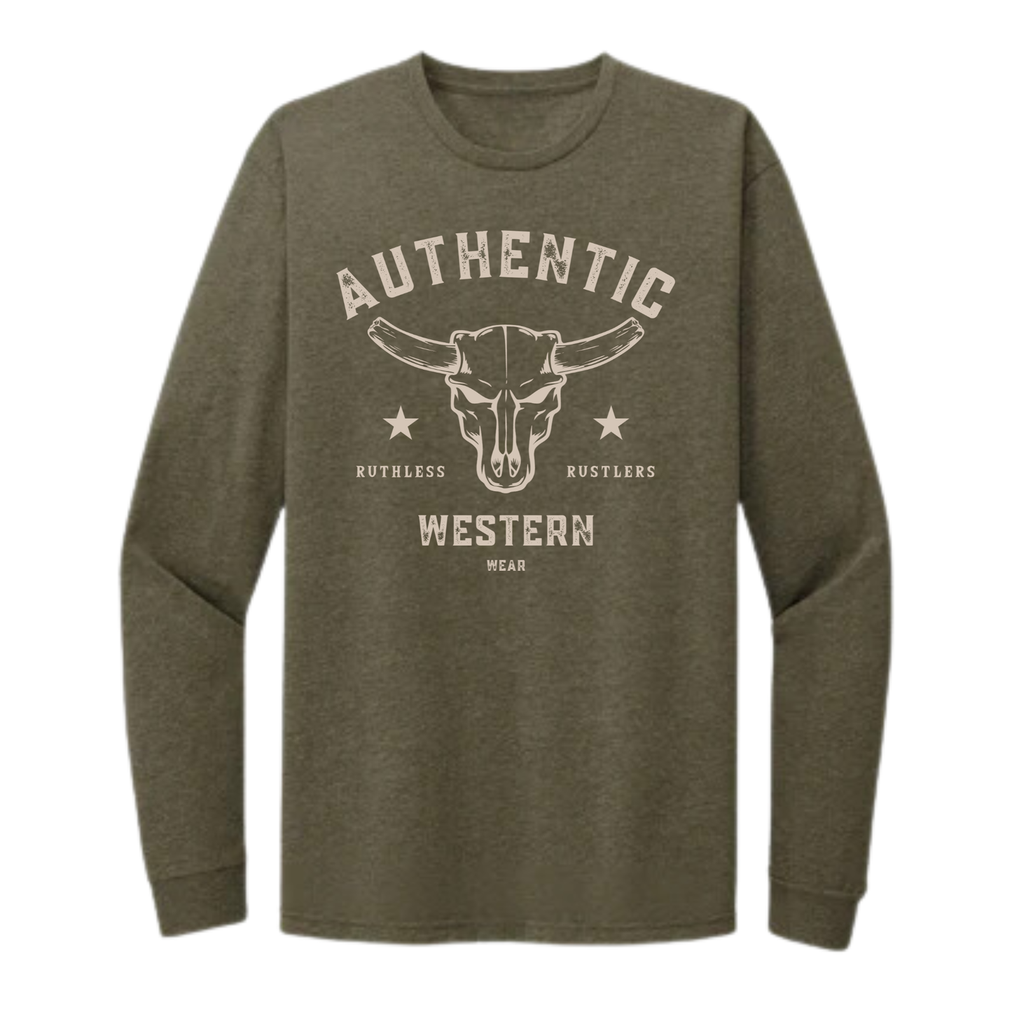 AUTHENTIC WESTERN LONG SLEEVE T-SHIRT | Army Green