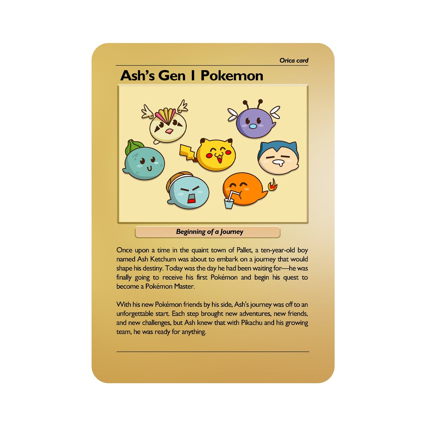 Ash's Gen 1 Pokemon Metal Orica Card