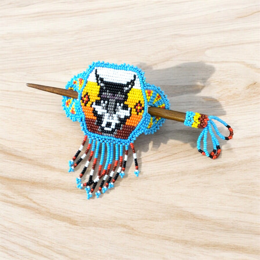 Native American Beaded Barrette with Fringes (7)