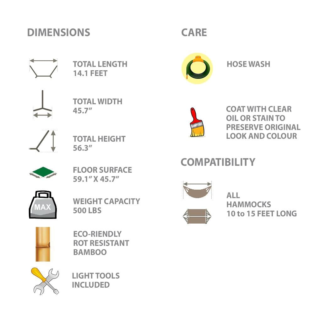 Colombian Double Hammock with Bamboo Stand