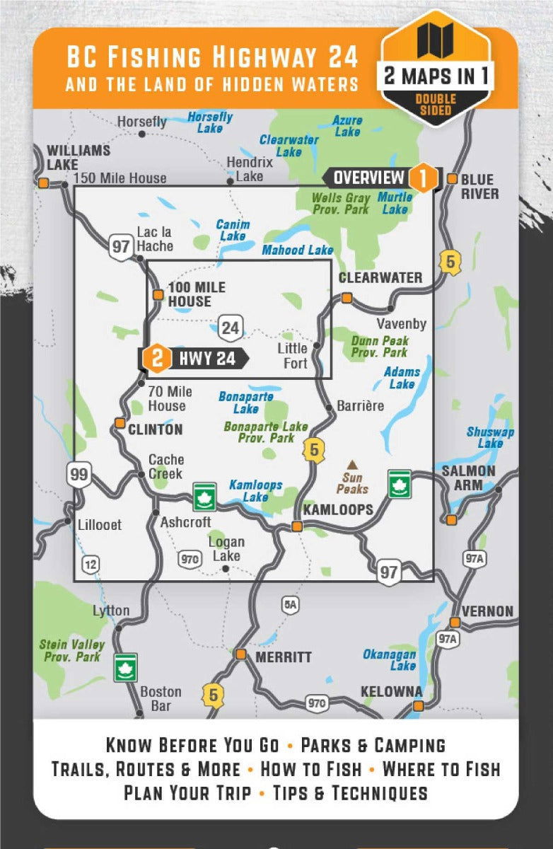 BC Fishing Highway 24 and The Land of Hidden Waters - Recreation Map
