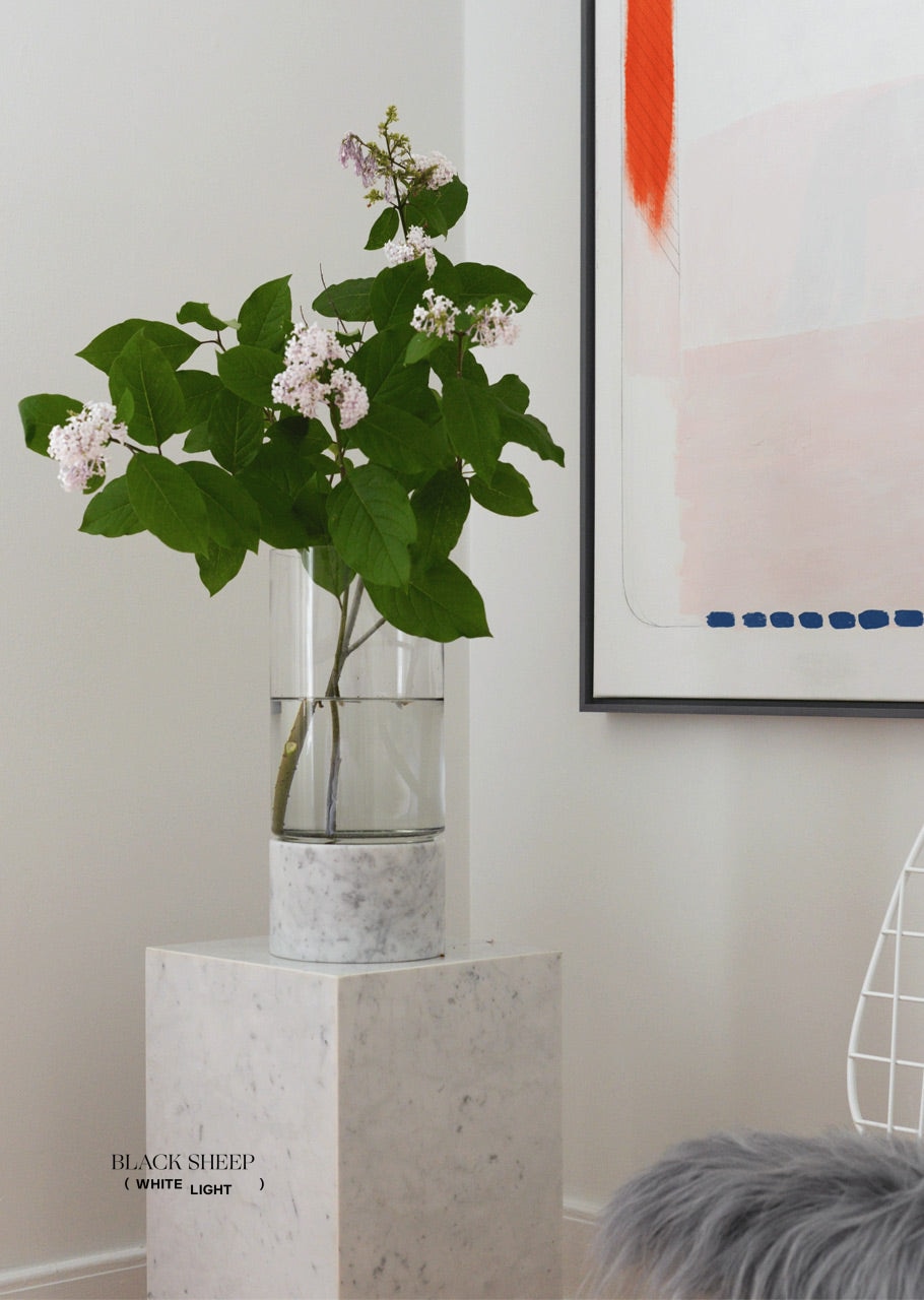 Lauren Black Marble and Glass Vase and Hurricane