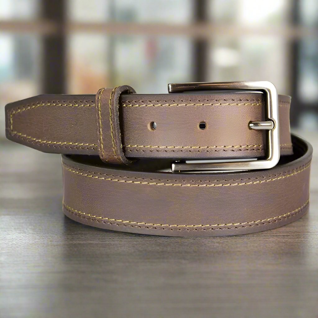 BOL Men's Contrast Stitch Leather Belt