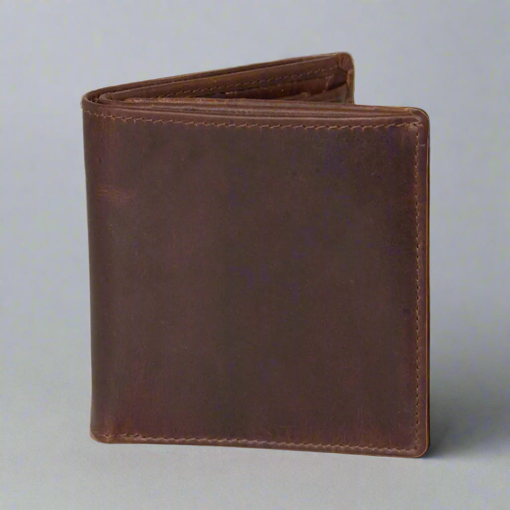 BOL Men's Vintage Leather Tri-fold with Change Pocket Wallet