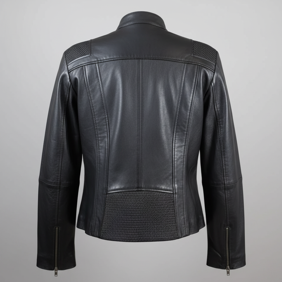 BOL Women's Basket Weave Accent Leather Jacket