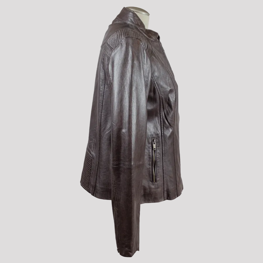 BOL Women's Basket Weave Accent Leather Jacket