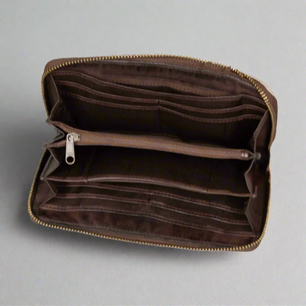 BOL Women's Basket Weave Zip-Around Clutch Wallet