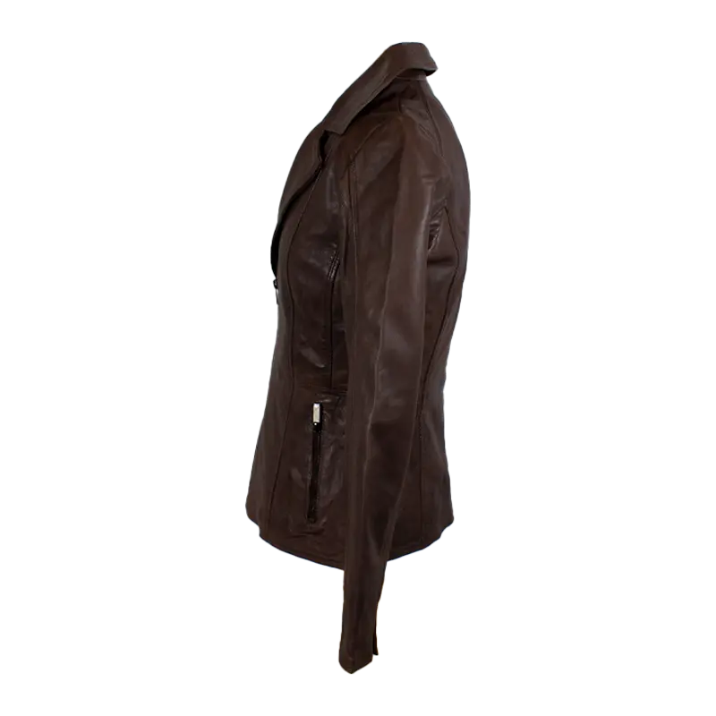 BOL Women's Classic Open Collar Leather Jacket