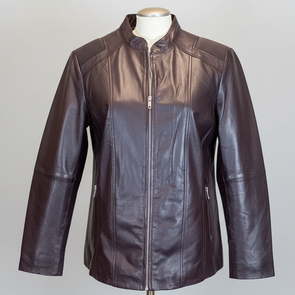 BOL Women's Paulina Ribbed Shoulder Leather Jacket