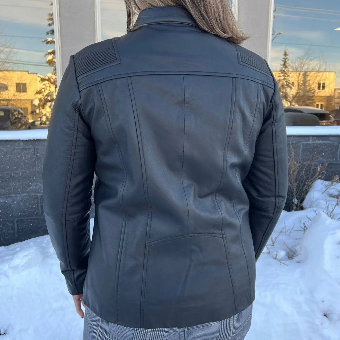 BOL Women's Paulina Ribbed Shoulder Leather Jacket