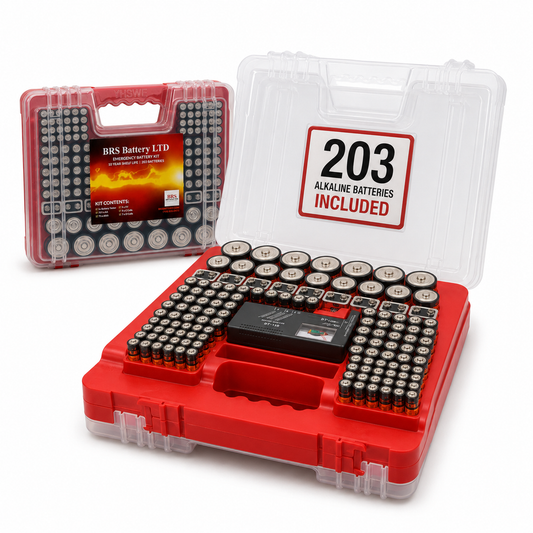 BRS Emergency Battery Kit: 203 Alkaline Batteries + Tester