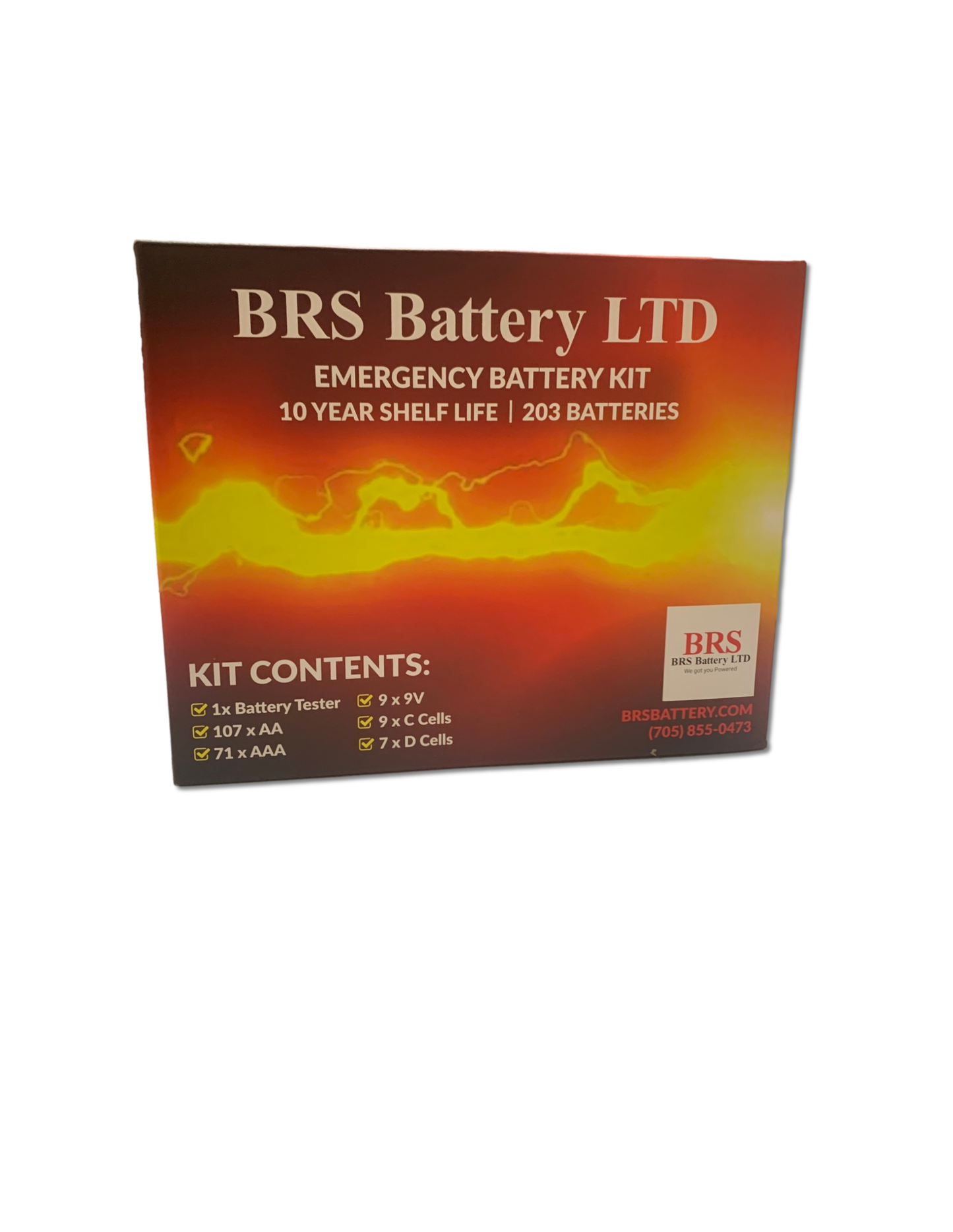 BRS Emergency Battery Kit: 203 Alkaline Batteries + Tester