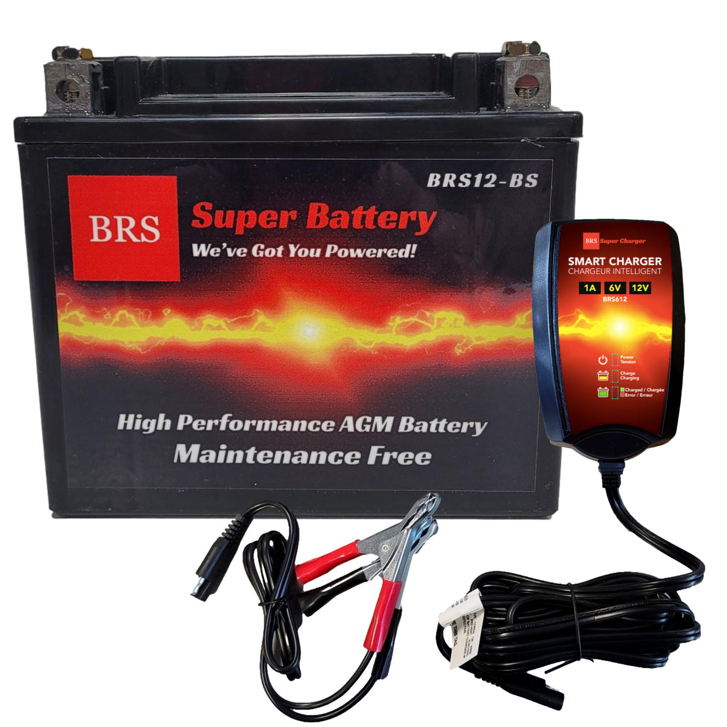 BRS12-BS 30 Day Warranty Battery & Smart Charger / Maintainer Combo Bundle Kit