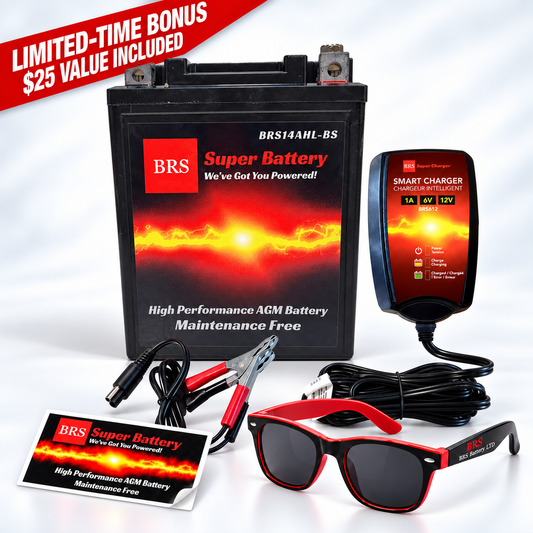 BRS14AHL-BS 30 Day Warranty Battery & Smart Charger / Maintainer Combo Bundle Kit