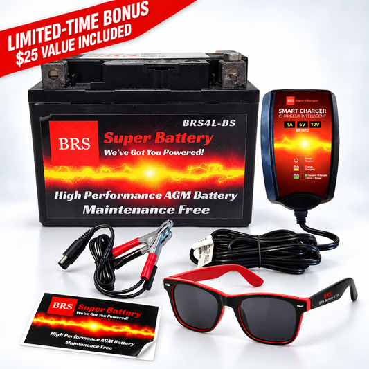 BRS4L-BS 30 Day Warranty Battery & Smart Charger / Maintainer Combo Bundle Kit