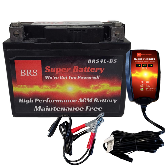 BRS4L-BS 30 Day Warranty Battery & Smart Charger / Maintainer Combo Bundle Kit