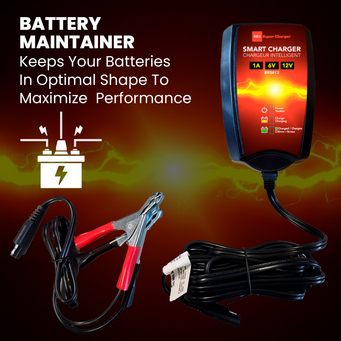 BRS Super Charger BRS612 - 6V/12V Trickle Charger - Battery Maintainer & Rejuvenator
