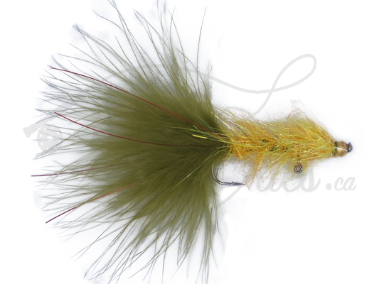 Balanced Leech Olive/Yellow Barbless