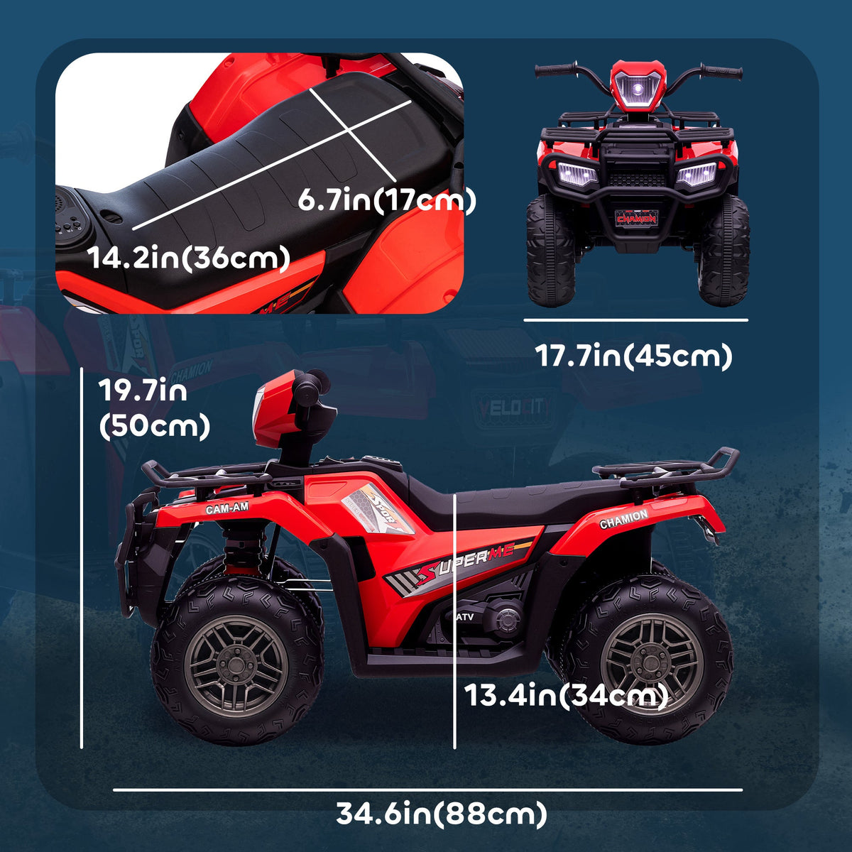 12V Kids ATV Quad, 4 Wheeler Battery Powered Electric Vehicle with Music MP3, Headlights, High Low Speed, Treaded Tires, for Boys and Girls Ages 37-60 Months, Pink