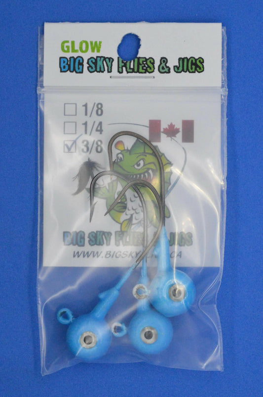 🍁Big Sky Titan 3/8oz Heavy Duty Jig Heads Glow 3/pack