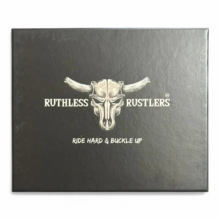Ruthless Rustlers RR Bold Belt Buckle | Antique Gold