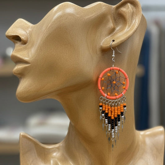 Orange/black Dreamcatcher Dangles