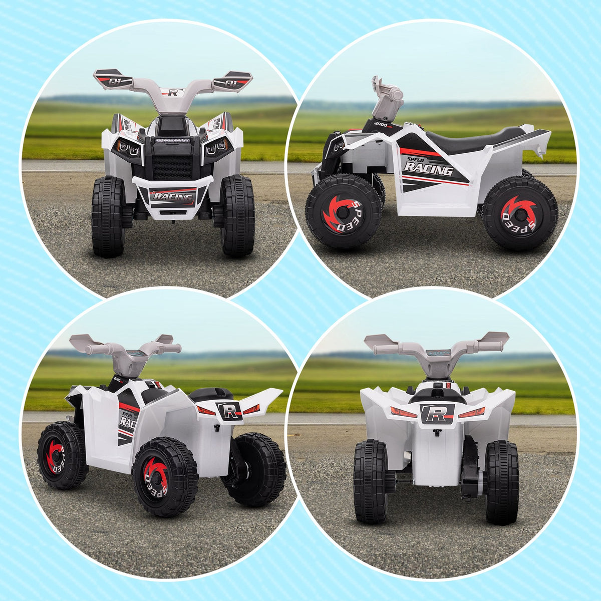 6V Quad Kids Electric Car with Wear-resistant Wheels, for Boys and Girls Aged 18-36 Months, Pink
