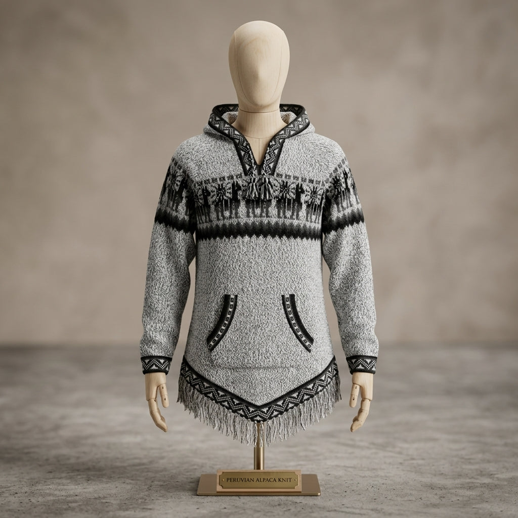 OLDTRIBES™ Women Cardigan Grey Alpaca Sweater