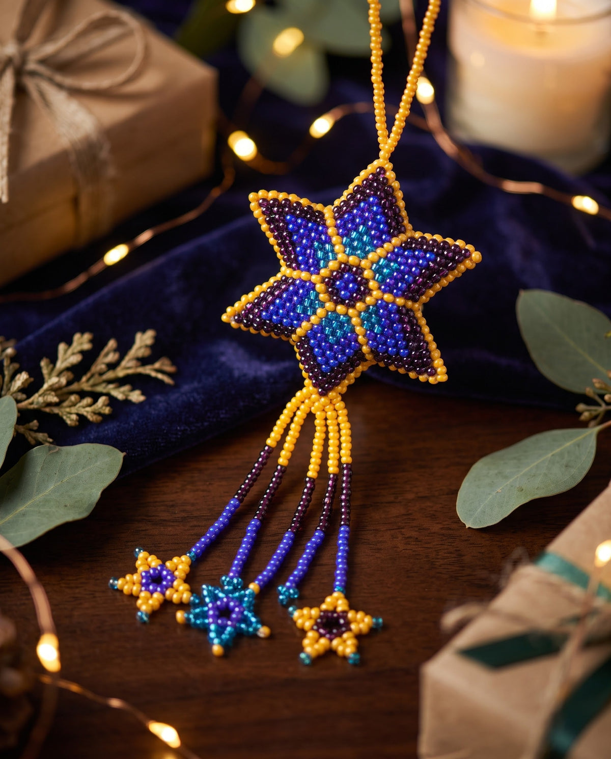 Orange Beaded Glow Star