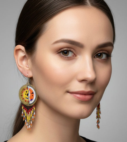 Golden Sun & Moon Beaded Fringe