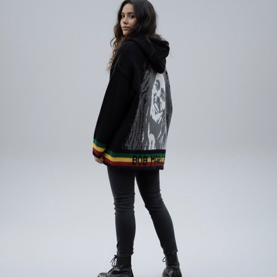 Bob Marley  grey/ black Unisex Alpaca Sweater
