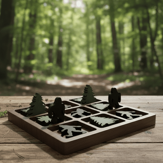 7.9" Bigfoot Pine Tree Handcrafted Wooden Tic Tac Toe Game (CD-4528)