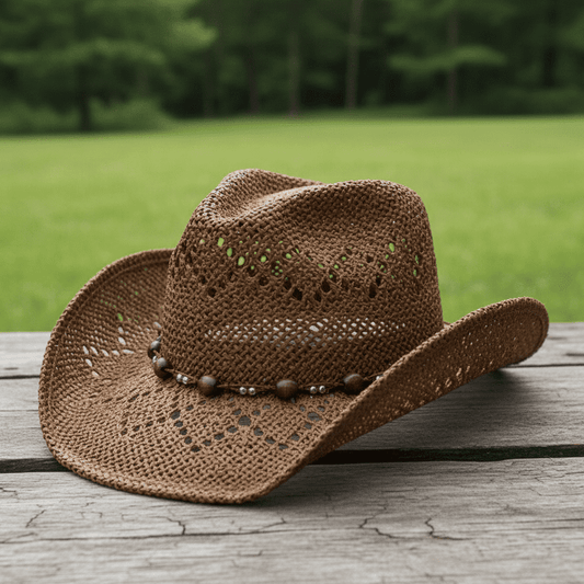Western Cowboy Hat Unisex With Blue Stone Accessories - Brown (CDYWL-2578)