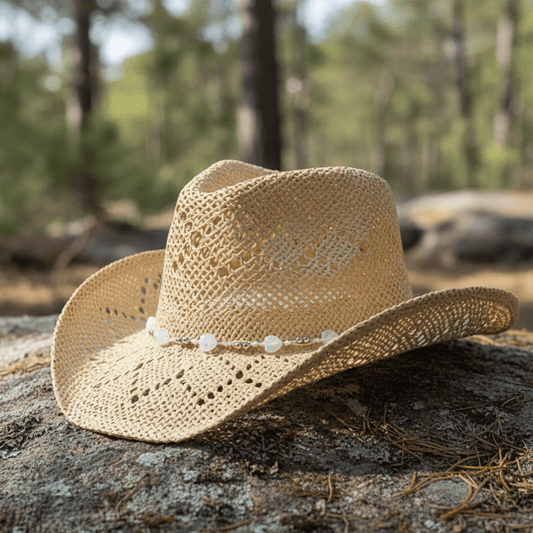 Western Cowboy Hat Unisex With White Stone Accessories - Yellow (CDYWL-2578)