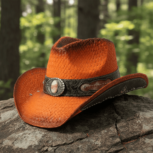 Western Cowboy Hat Unisex With  Accessories -Orange (CDYWL-2582)