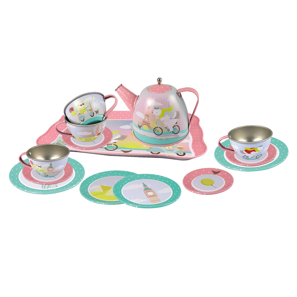 Animal Tourists Tin Tea Set with Carry Case