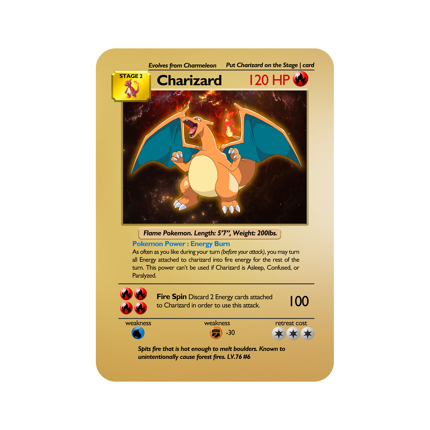 Charizard Metal Orica Card