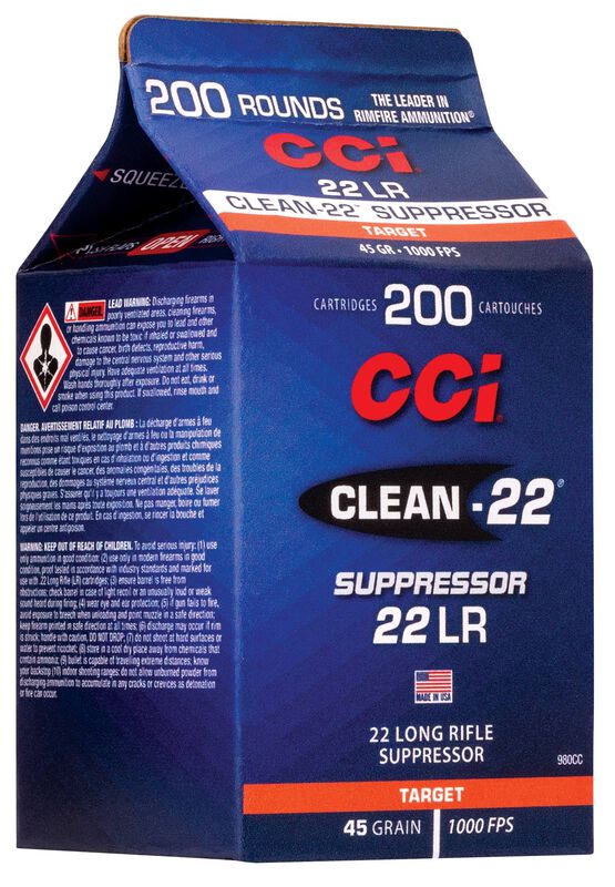 CCI Clean-22 Suppressor 22 LR 45 Grain