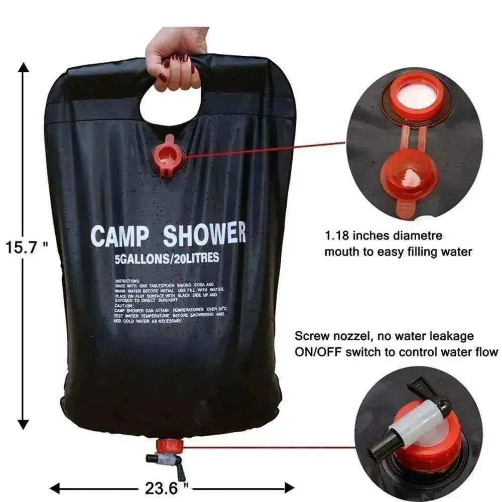 Compact 20L Solar Shower for Camping