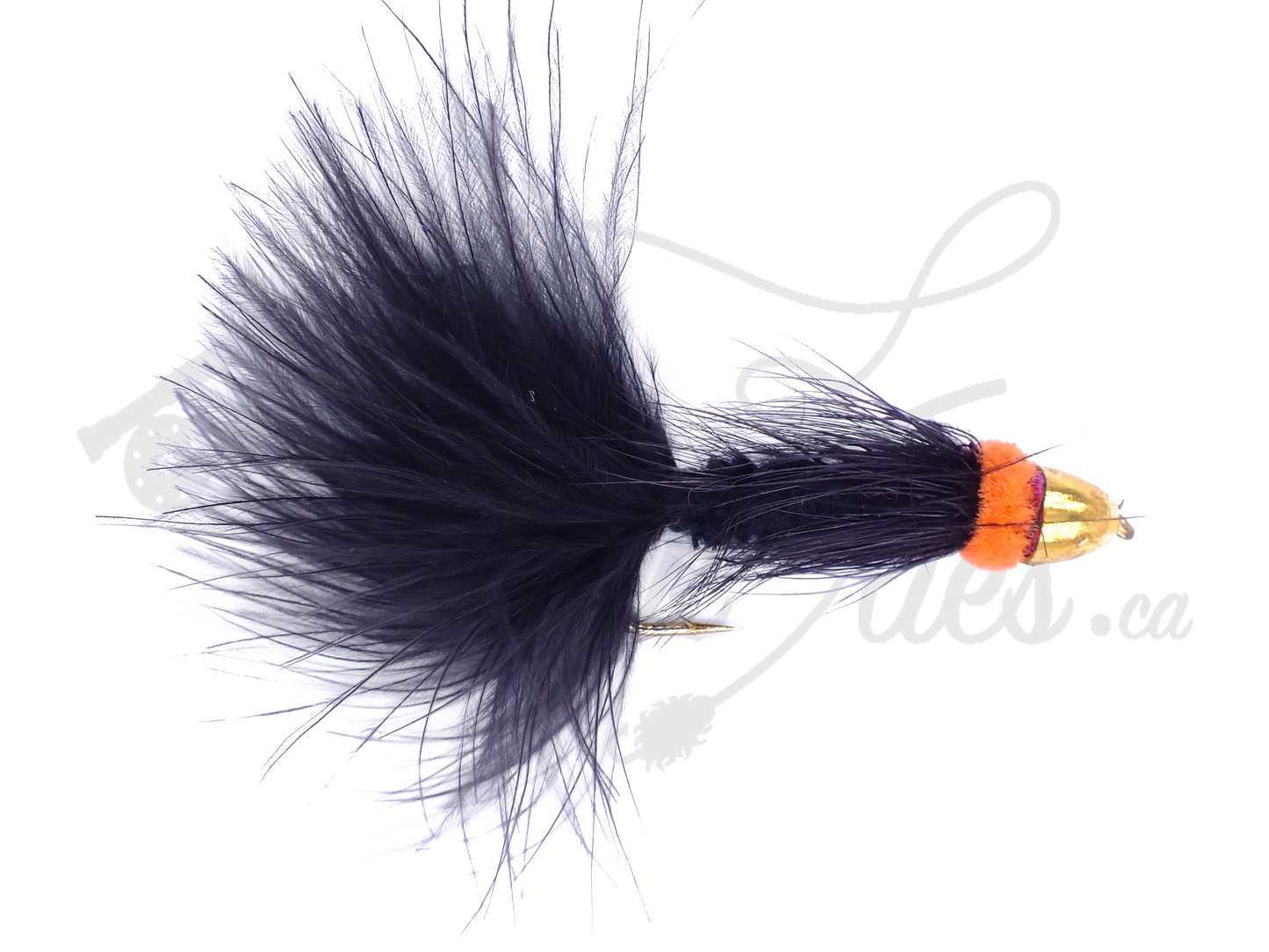 Conehead Egg sucking Leech Black with Orange Head