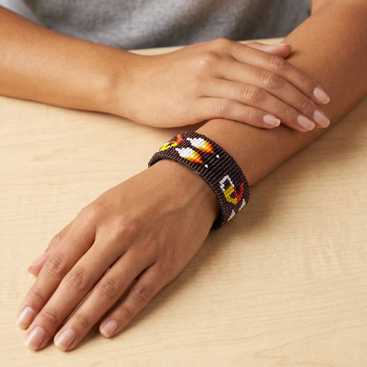 Beaded Cuff Bracelet(Dark Purple)