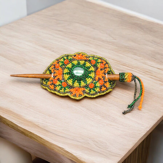 Multicolor Barrette Yellow w/ Green (41)