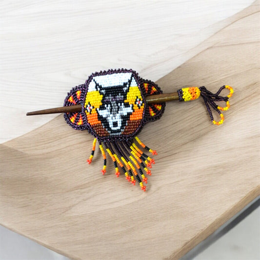Native American Beaded Barrette with Fringes (4)