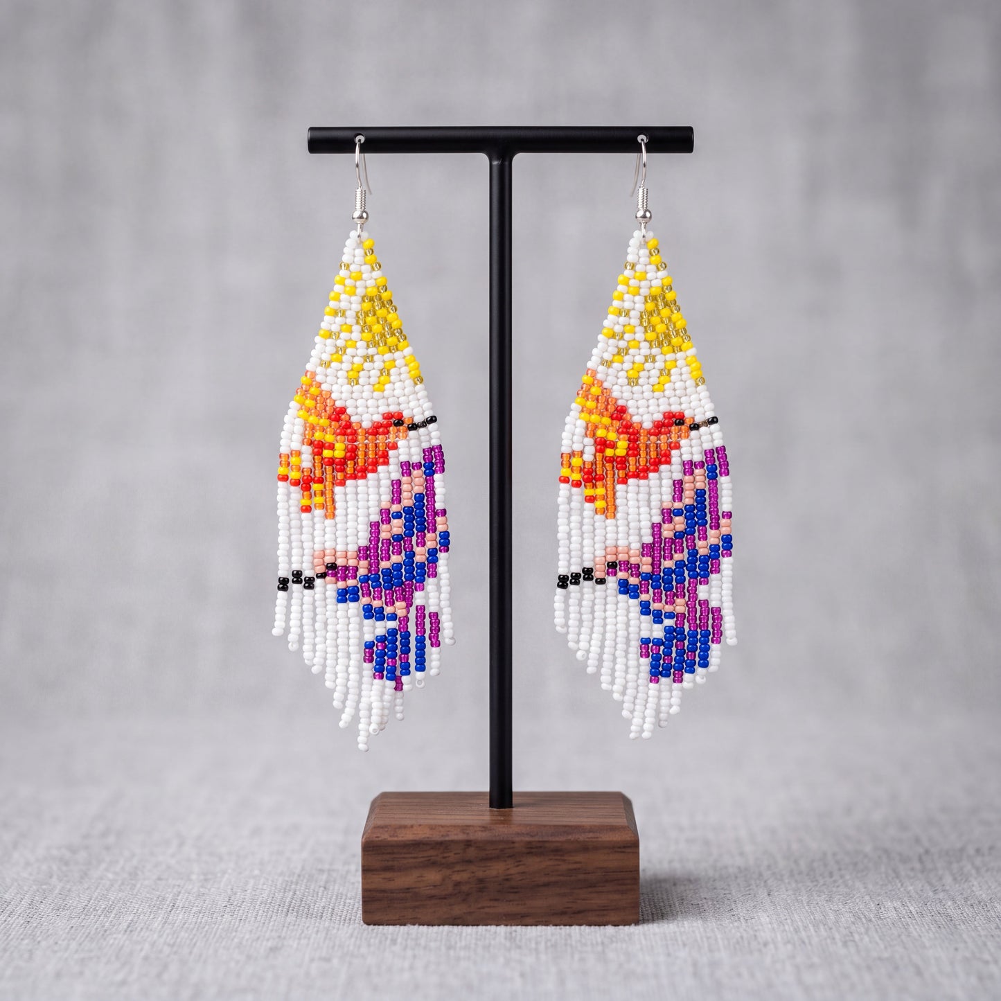 White Sky Dancer Beaded Earrings