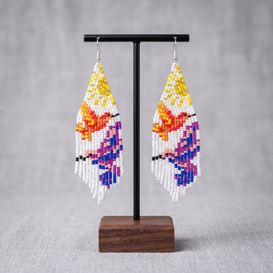 White Sky Dancer Beaded Earrings