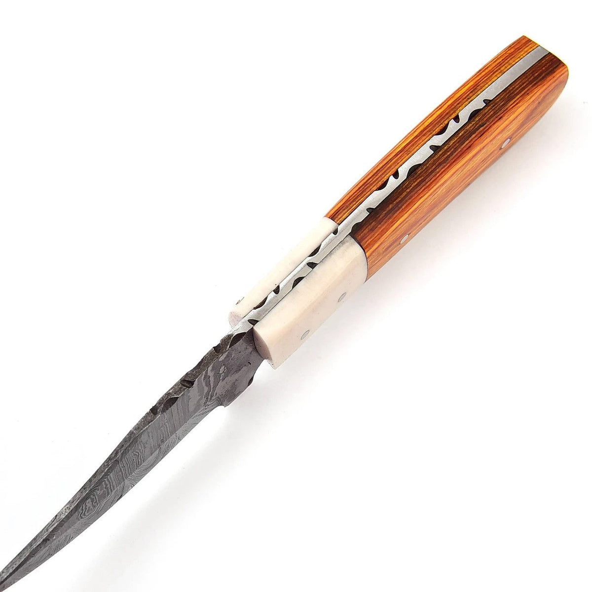 Bone Skinner Damascus Hunting Knife Pakkawood Camel Bone Handle